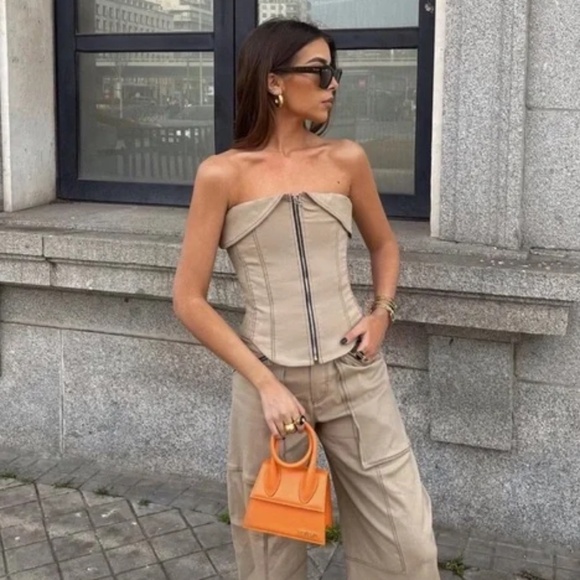 NWT Zara topstitched zipper bustier XS - Picture 14 of 15